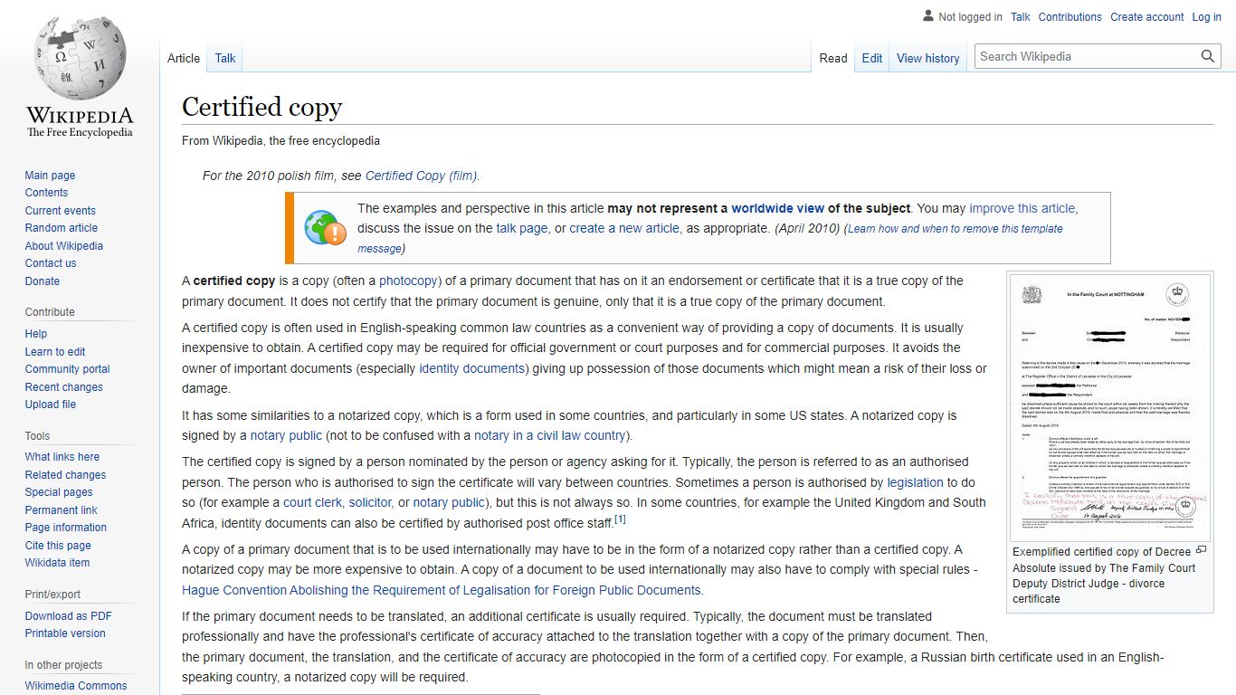 Certified copy - Wikipedia